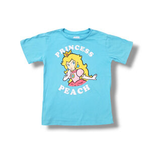 Girls 6/6X Super Mario Princess Peach Blue T-Shirt